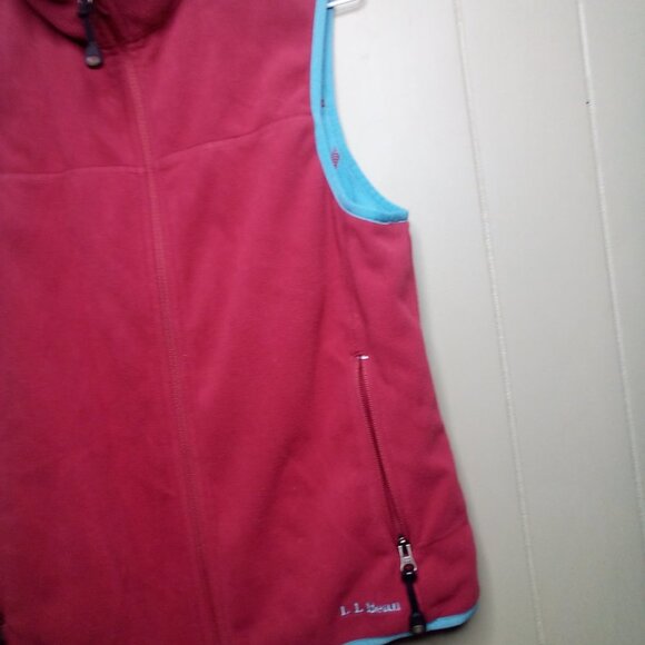 L.L. Bean Fleece Vest S Full Zip Red Blue - Picture 6 of 9